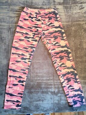 Girls' Pink Camo Stretchy Leggings